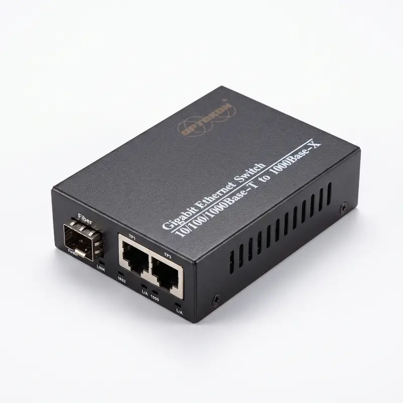 CS-G01F02M — Convertidor de medios Gigabit Ethernet 1×1000Base-X SFP + 2×10/100/1000Base-T RJ45
